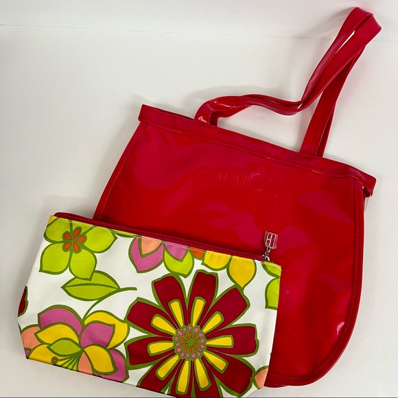 Clinique Small Pink Clear Tote Bag & Small Floral Zipper Pouch Bundle - Picture 15 of 16